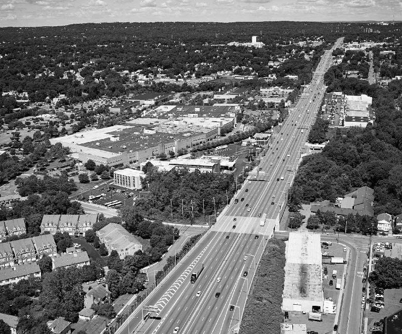 Black and white photo of Rte 3 Clifton NJ