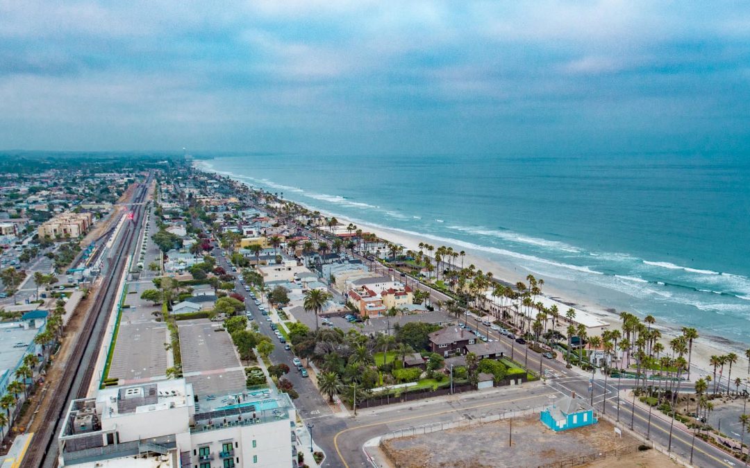 Drone Photograph of Oceanside California with Top Gun home in the foreground