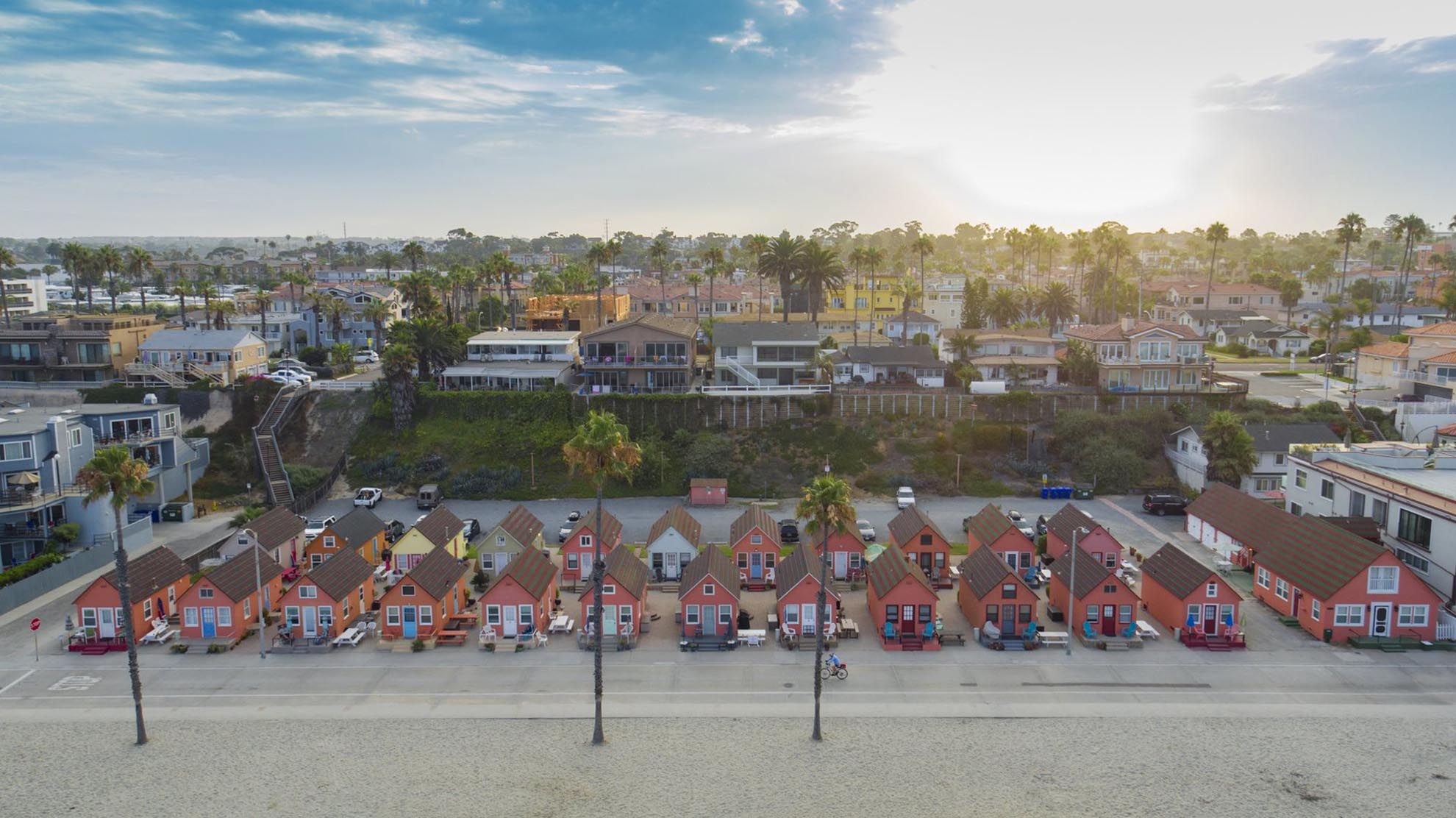 Drone photograph of Roberts Cottages Oceanside California