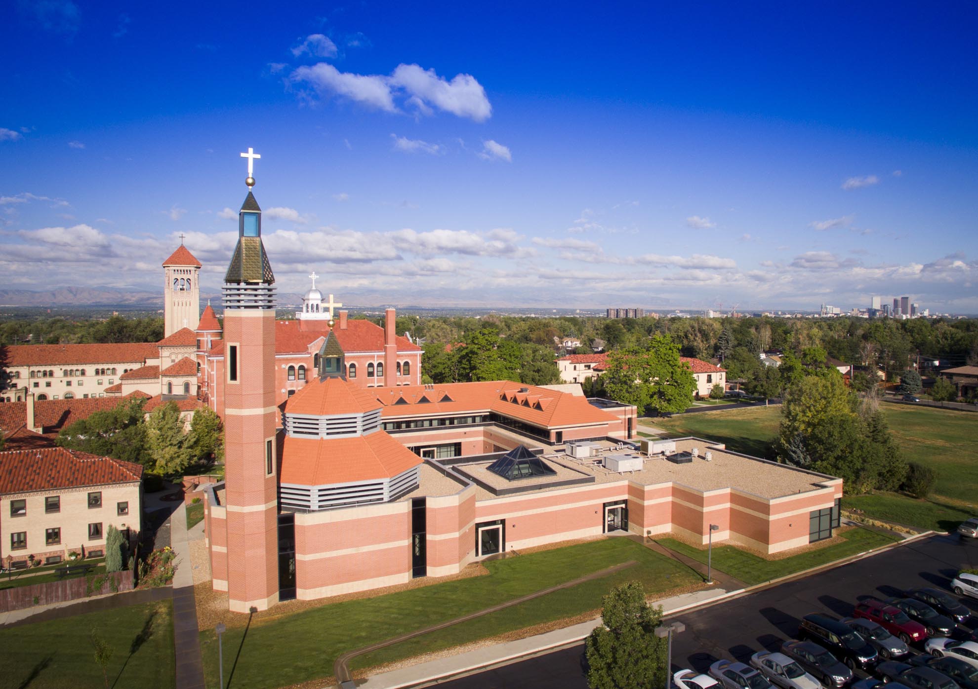 Drone photograph of the Redemptoris Mater Seminary Denver Colorado