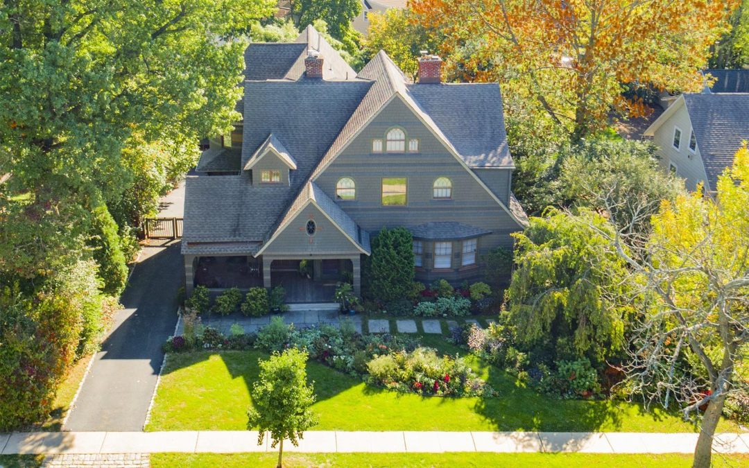 Drone Photograph of Shingle Style Victorian Home in Montclair NJ