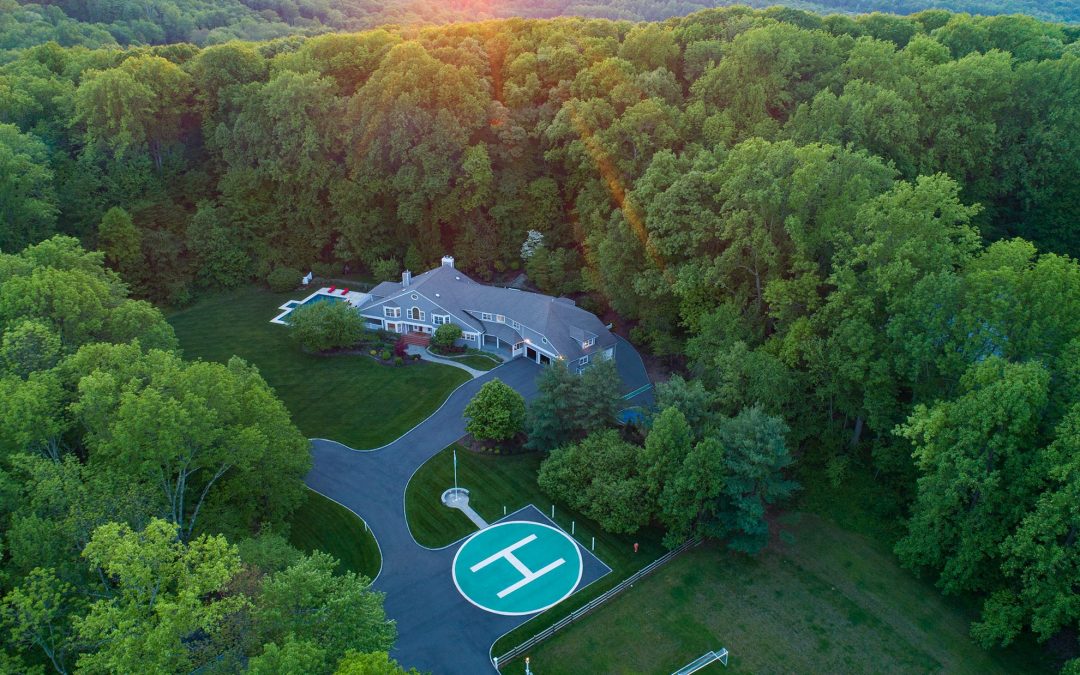 Drone photograph of Home in Randolph NJ with a Helipad