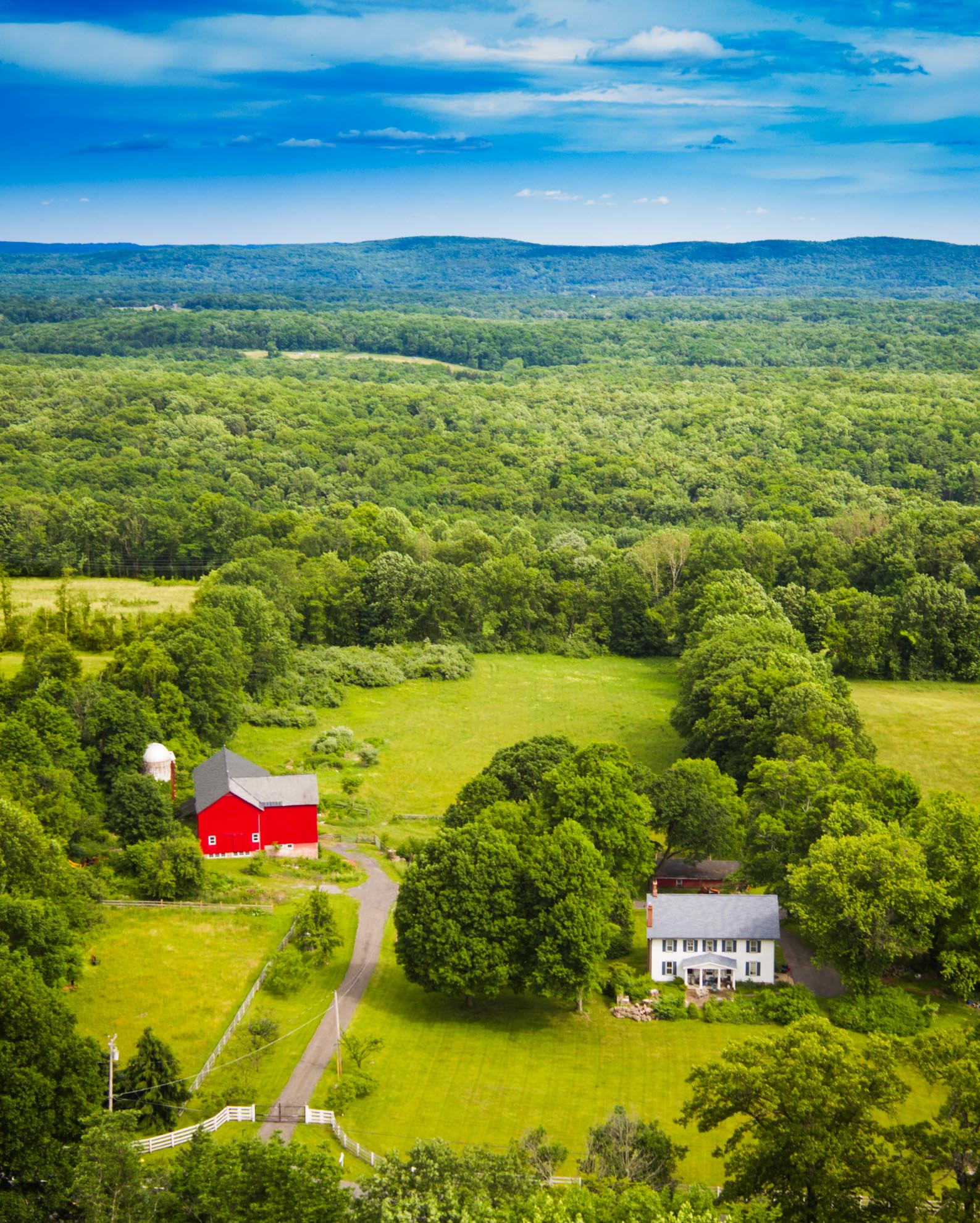Drone Photograph of Farm Home and Barn in New Jersey