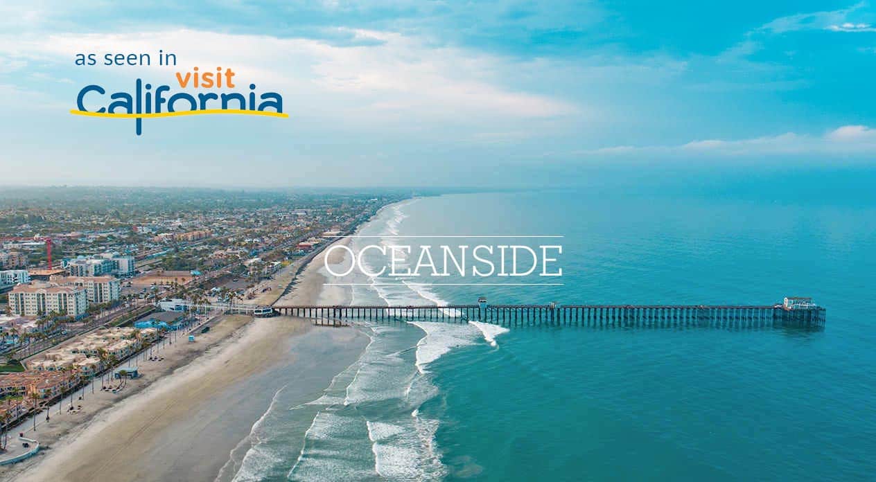 Photograph of Oceanside Pier Oceanside California taken from a drone