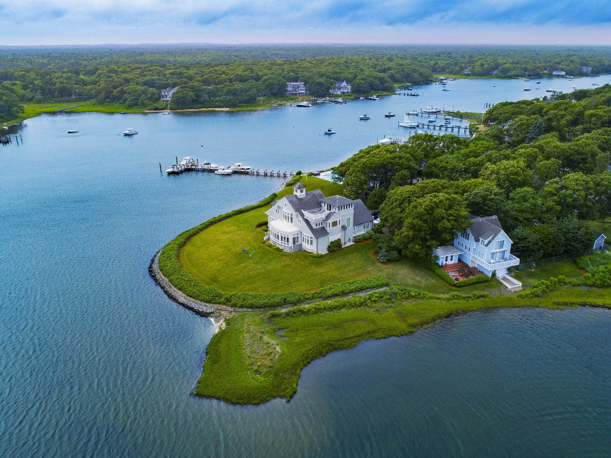 Drone Photograph of Home on Falmouth Point Massachusetts