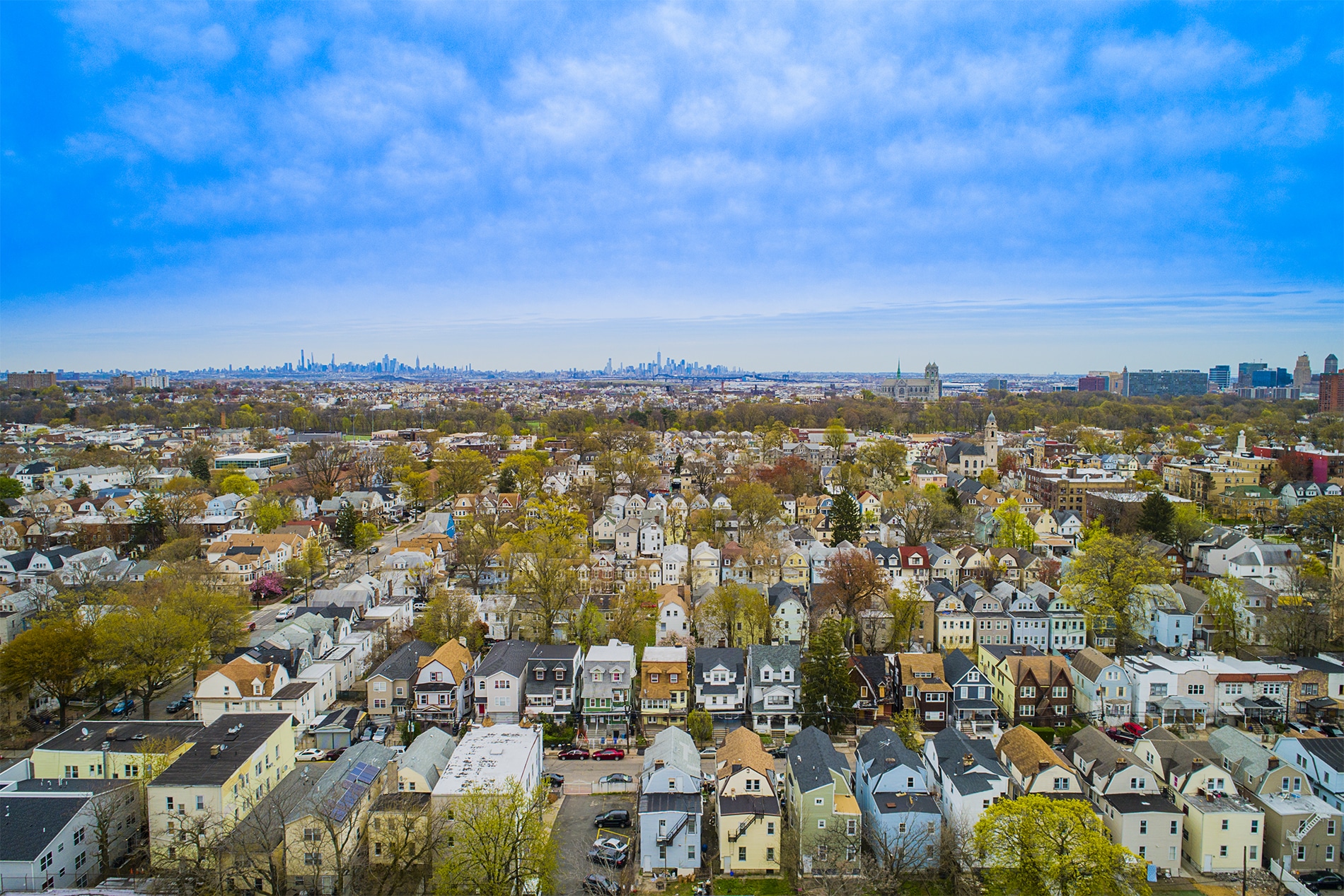 Drone Photograph taken of a neighborhood in North Newark in Newark New Jersey