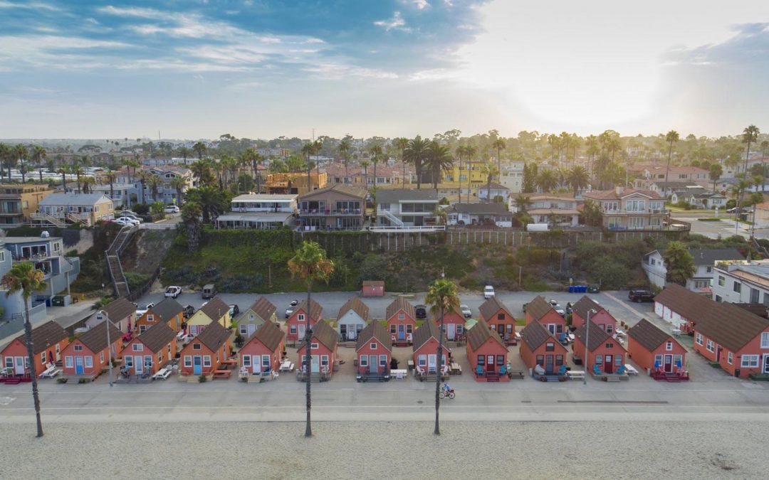 Drone photograph of Roberts Cottages Oceanside California