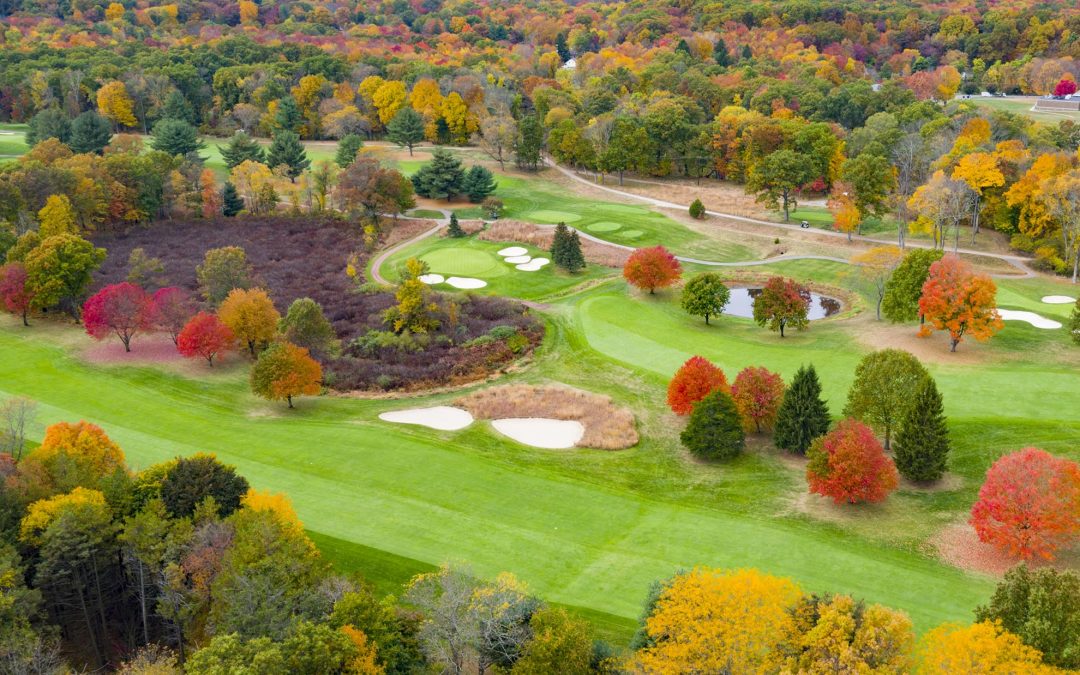 Drone Photograph of Rockaway River Country Club in Autumn