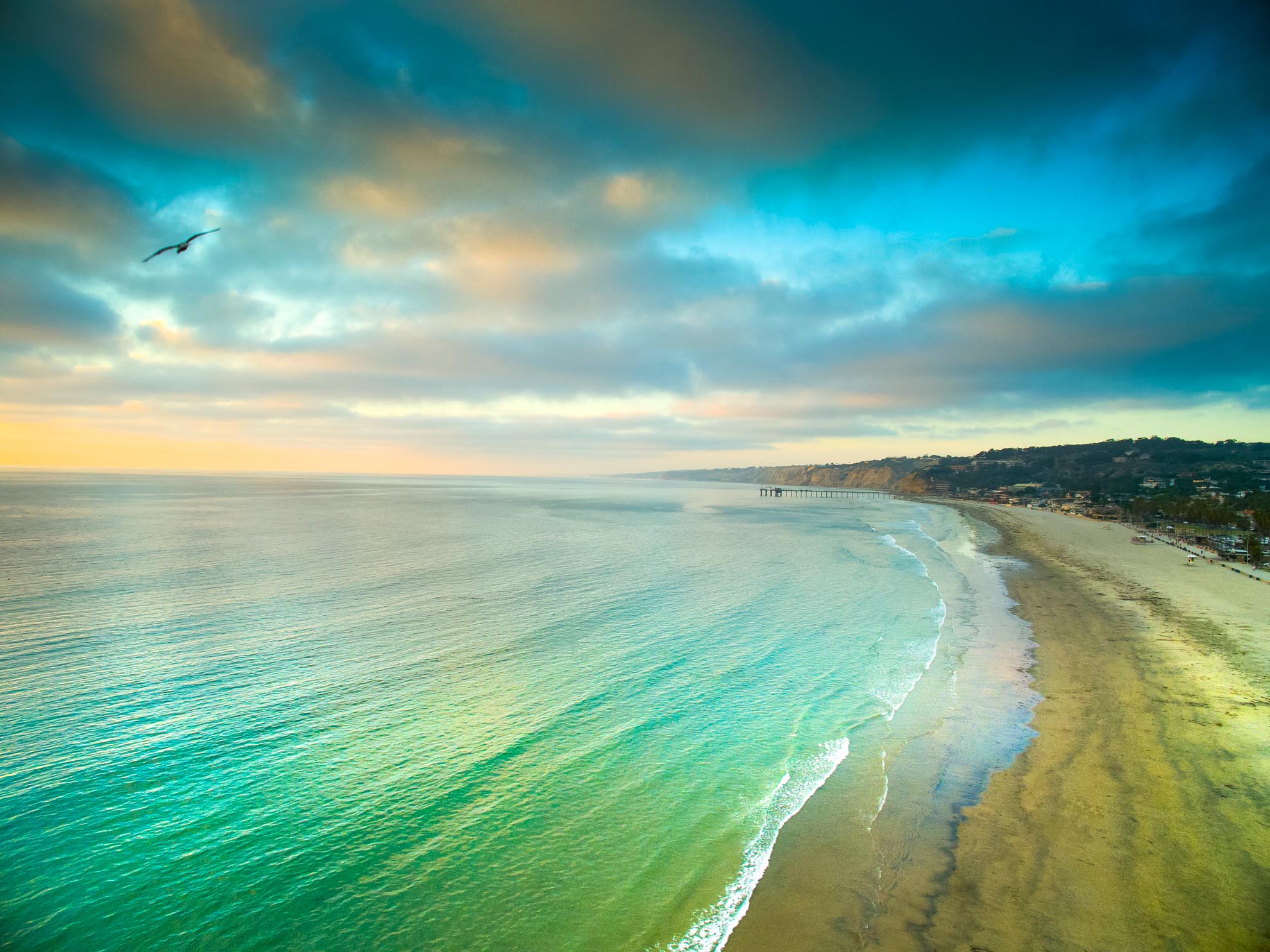 Drone Photograph of La Jolla Beach at sunset