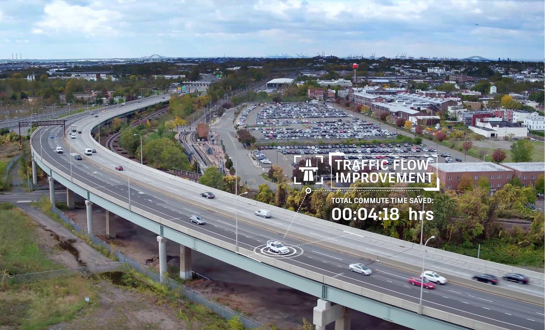 Drone Photograph of Highway through Jersey City NJ