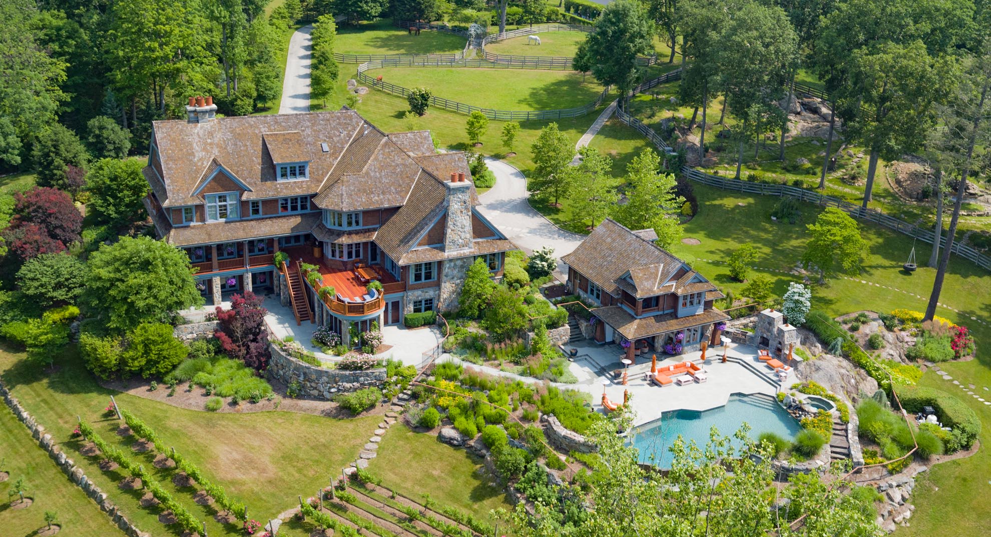 Drone Photography of Mansion in Greenwich CT