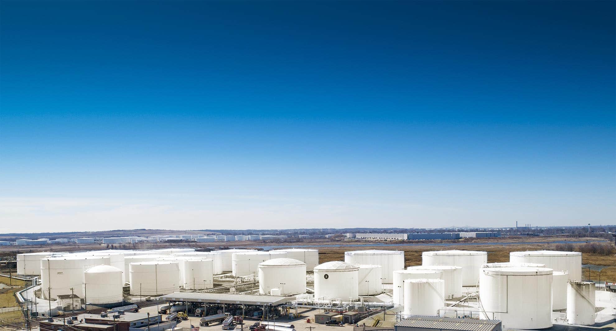 Drone Photograph of Petroleum Storage Tanks in New Jersey