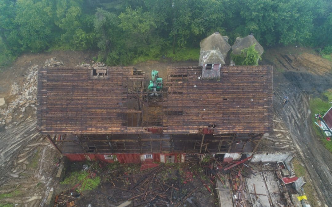 Using Drone Photography to Document the Salvaging of a Historic Barn