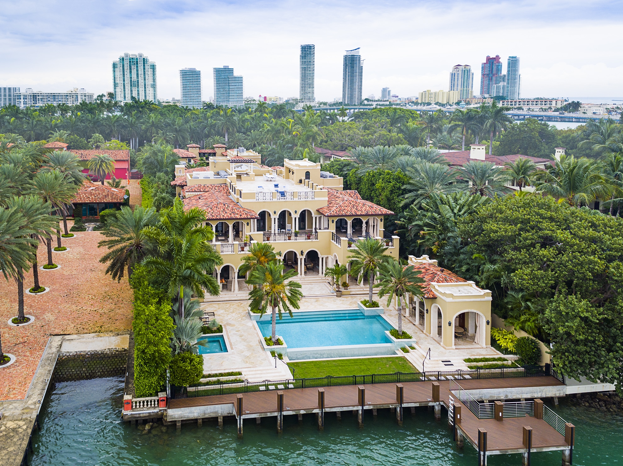 Drone Photograph of Mansion on Star Island Miami Beach, Florida