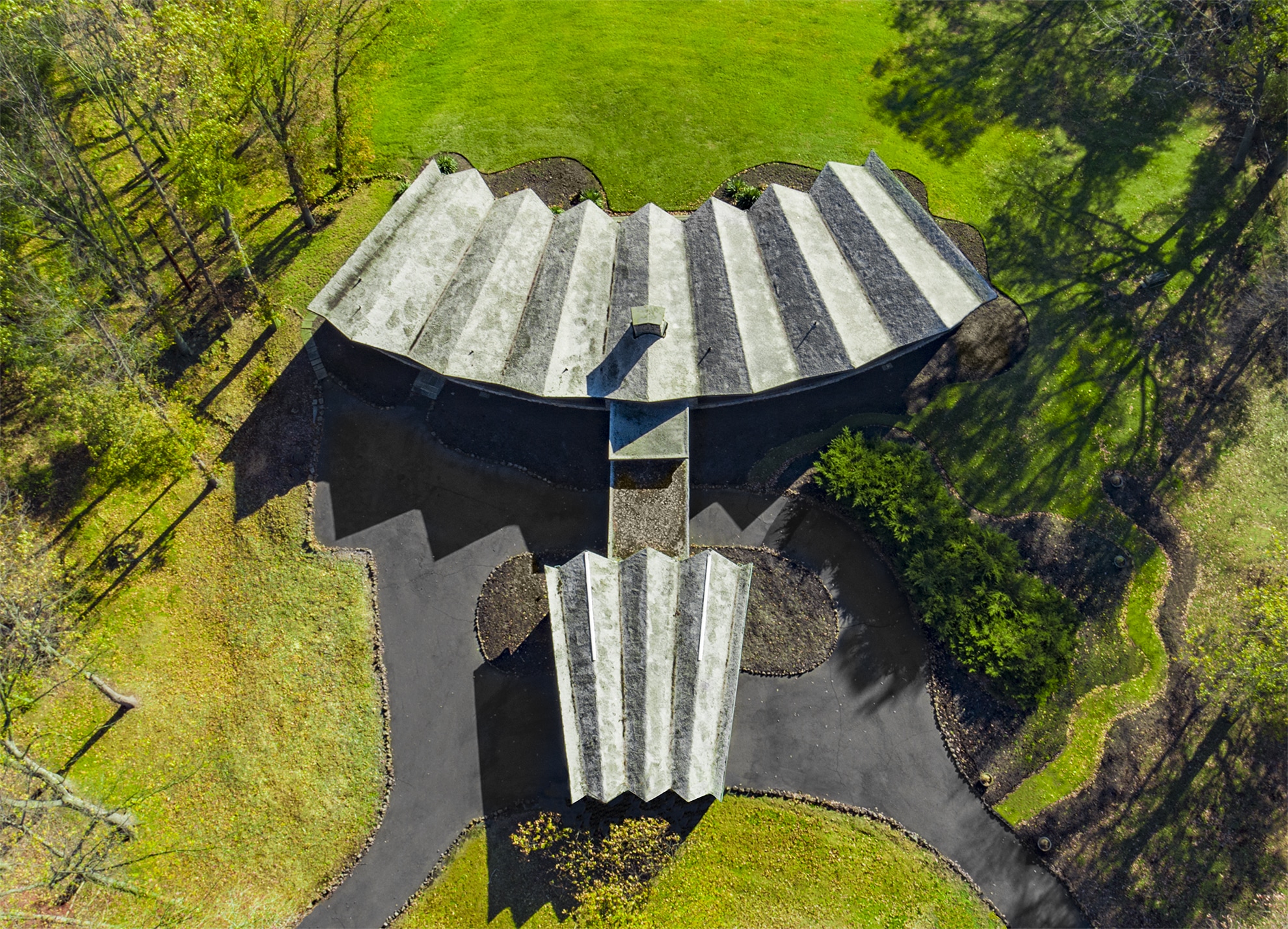 Drone Photograph of 1960's Modern Home in West Orange New Jersey