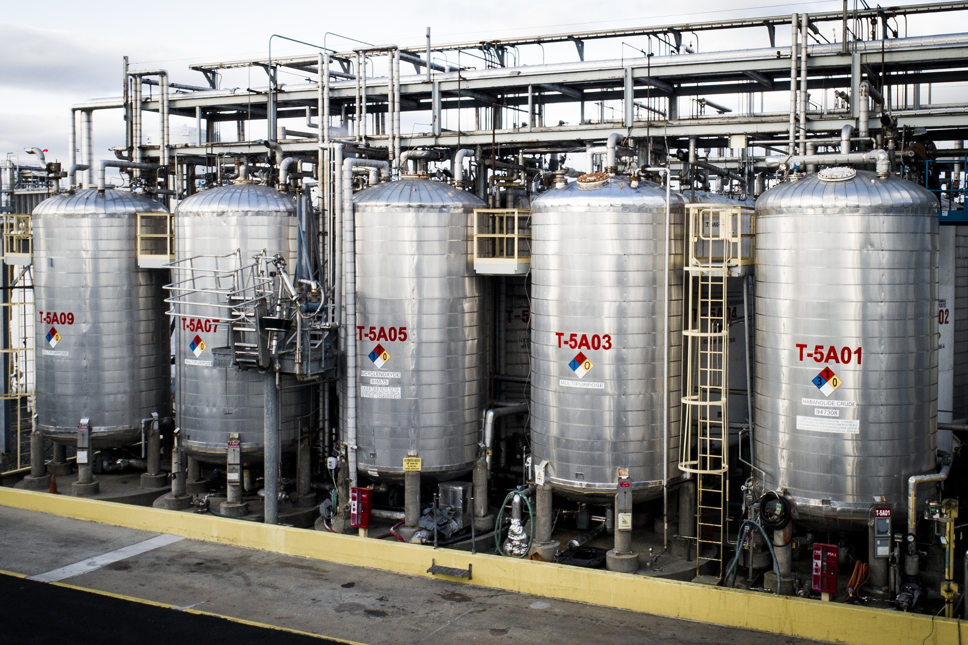 Drone Photograph taken of Chemical tanks in Newark New Jersey