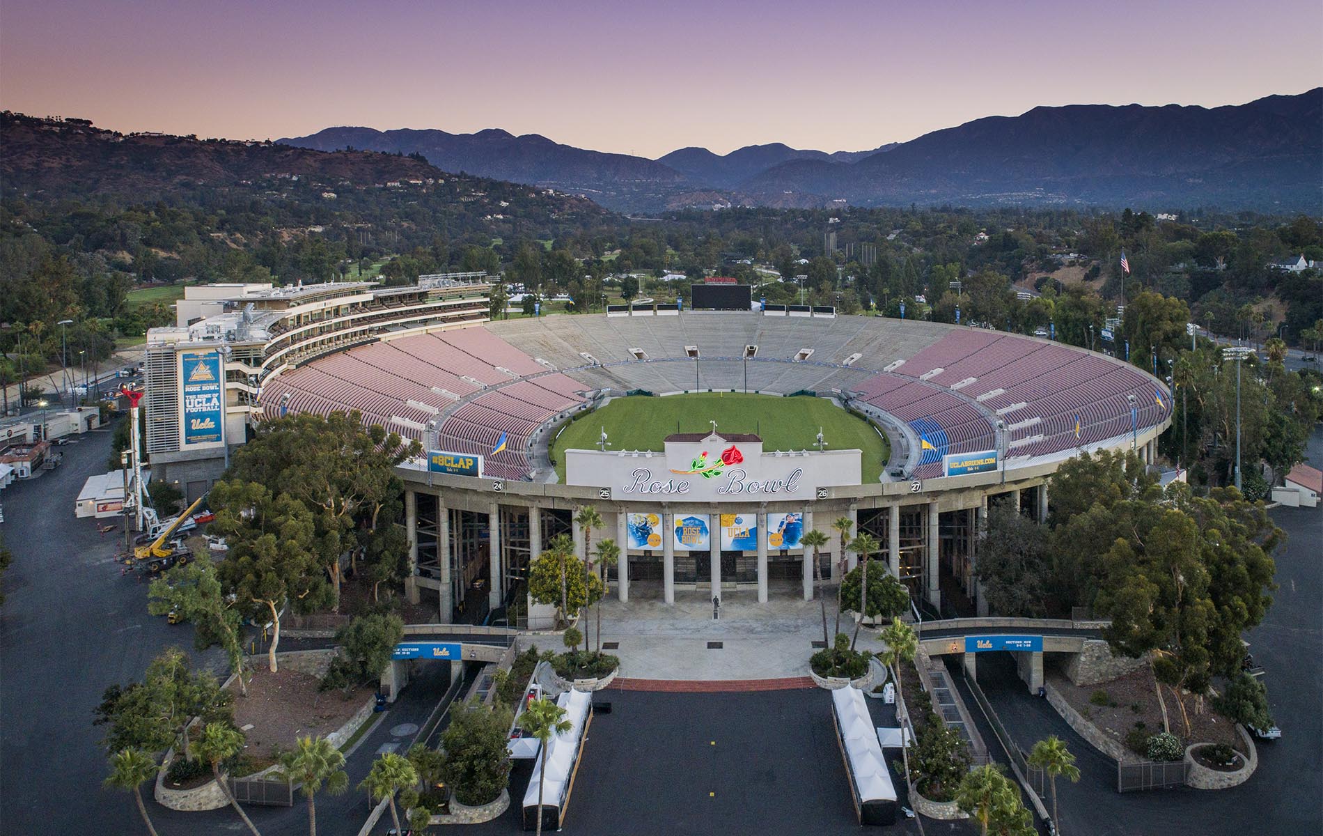 Drone Photograph of the RoseBowl at sunrise Pasadena, CA