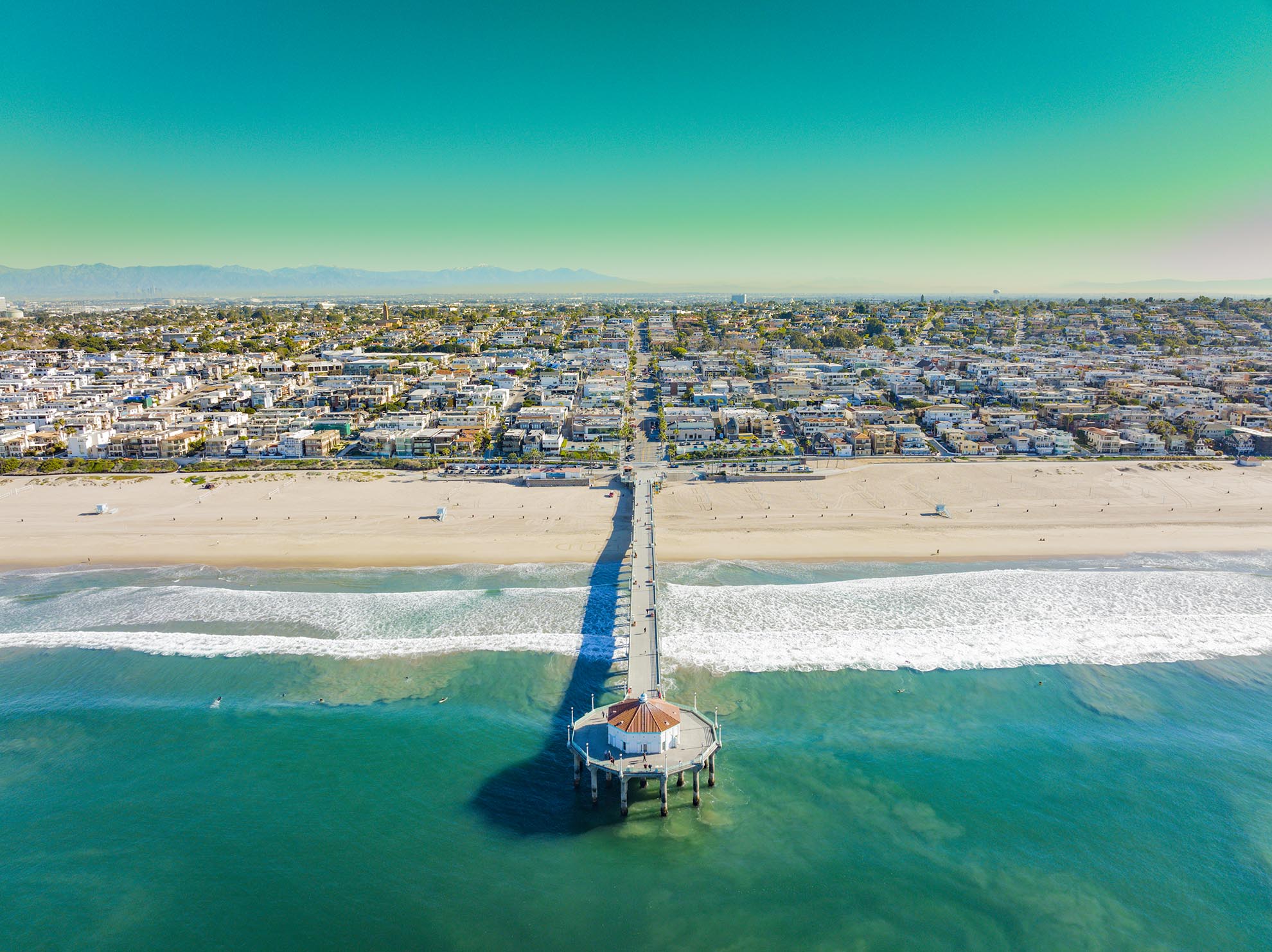 Drone photograph of Manhattan Beach Pier CA