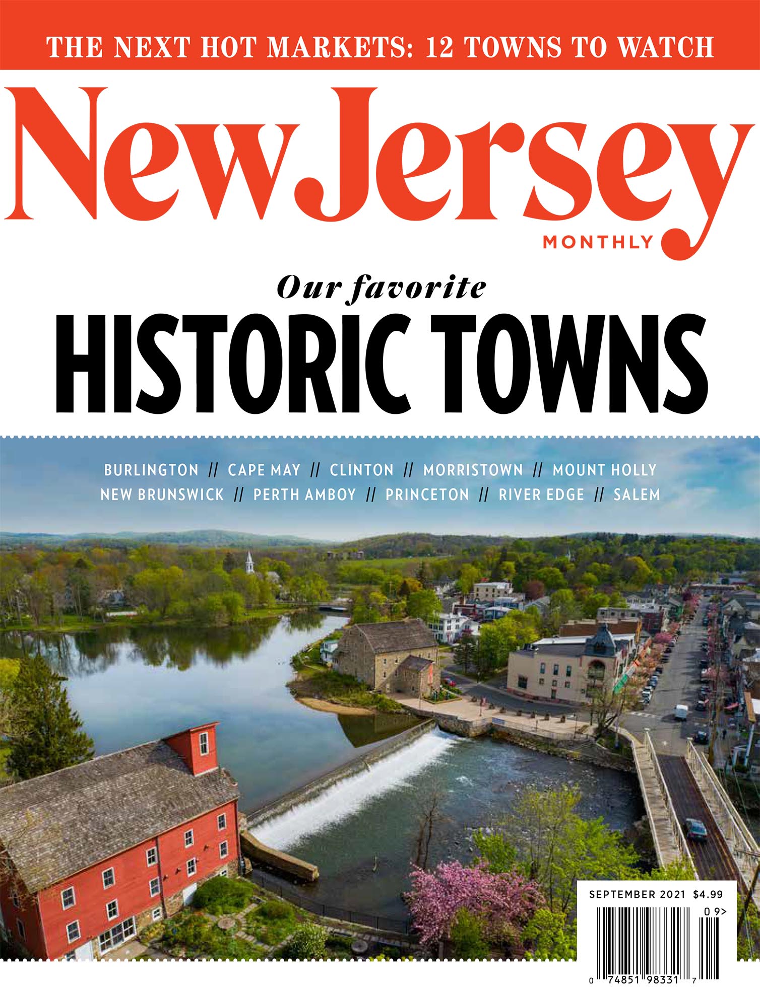 Cover of New Jersey Monthly Magazine with photo of Red Mill taken with a Drone