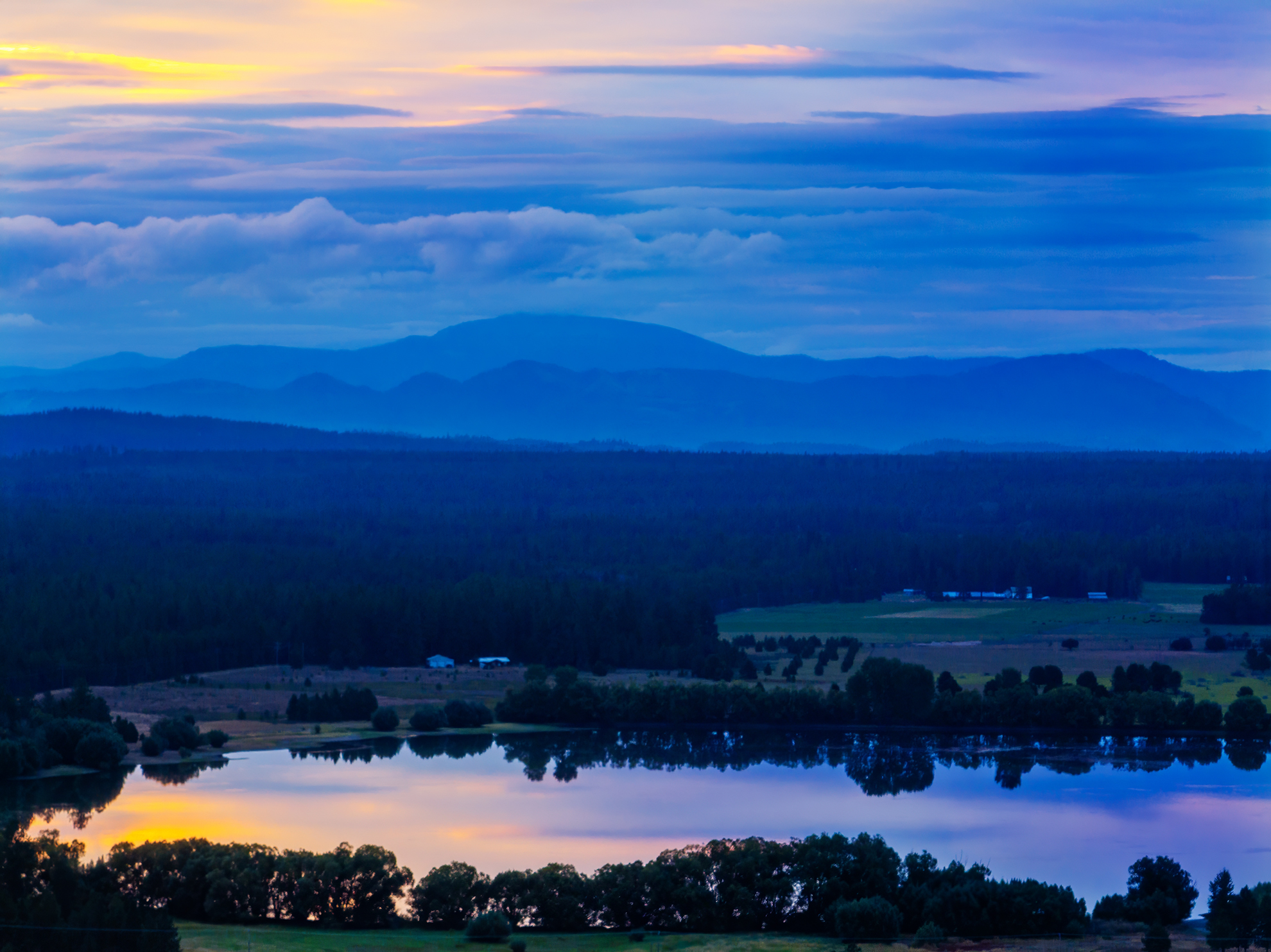 Telephoto Drone Photograph of Blanchard Lake at Sunrise in Idaho